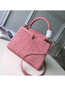 Louis Vuitton Capucines BB Top Handle Bag in Crocodilian Leather N92679 Pink 2019