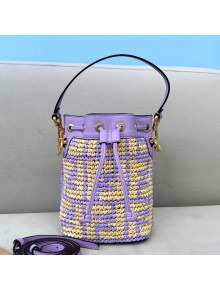 Fendi Raffia Mon Tresor Mini Bucket Bag Purple 2021