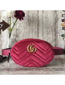 Gucci 476434 Marmont Matelassé Velvet Belt Bag Red 2017