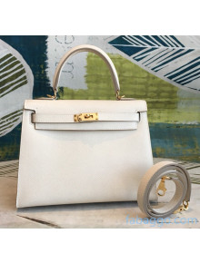 Hermes Kelly 25/28/32cm Bag in Original Epsom Leather White/Gold Hardware 2020  (Half-Handmand) 
