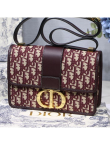 Dior 30 Montaigne CD Flap Bag in Burgundy Oblique Jacquard Canvas 2019