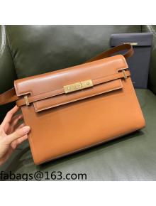 Saint Laurent Manhattan Shoulder Bag in Smooth Shiny Leather 579271 Caramel Brown 2021