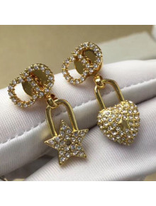 Dior Crystal Lock and Star Short Earrings 2019