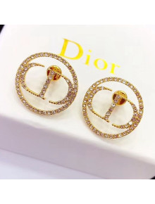 Dior Crystal CD Round Stud Earrings 2019