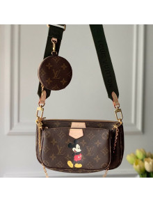 Louis Vuitton Multi Pochette Accessoires Monogram Canvas Mickey Mouse Triple Shoulder Bag M44813 Green 2020