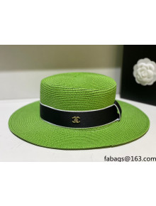 Chanel Straw Wide Brim Hat CHH31410 Green 2022