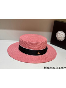 Chanel Straw Wide Brim Hat CHH31412 Pink 2022