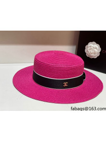 Chanel Straw Wide Brim Hat CHH31413 Rosy 2022