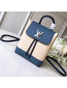 Louis Vuitton Grainy Calfskin Lockme Mini Backpack Off-White/Blue M55017