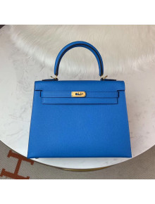 Hermes Kelly 25cm Original Epsom Leather Bag Bright Blue