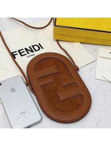 Fendi 12 Pro Phone Holder in Brown Leather and Suede 2021 8526