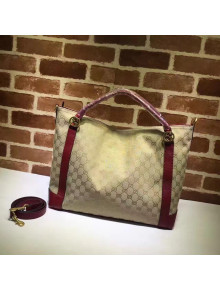 Gucci 323675 GG Supreme canvas And Leather Tote Bag Deep Red