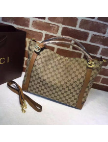Gucci 323675 GG Supreme canvas And Leather Tote Bag Brown