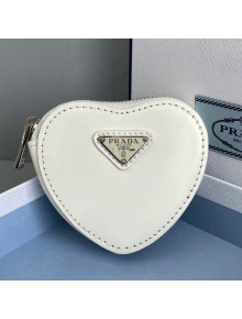 Prada Brushed Leather Heart Mini Pouch 6504 White 2021