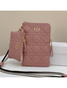 Dior Caro Multifunctional Pouch in Pink Supple Cannage Calfskin 2021