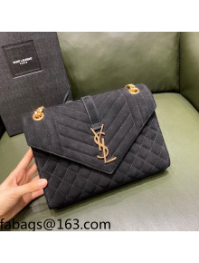 Saint Laurent Envelope Medium Bag in Suede 487206 Black 2021