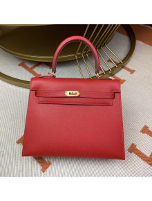 Hermes Kelly 25cm Original Epsom Leather Bag Bright Red 