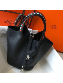 Hermes Picotin Lock Bag with Woven Top Handle in Epsom Leather 22cm Black 2019