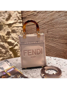 Fendi Sunshine Leather Mini Shopper Tote Bag Light Pink 2021 8376