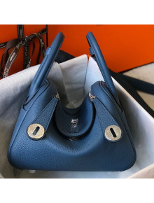 Hermes Mini Lindy 21cm in Original Calf Leather Blue 2019