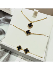 Van Cleef & Arpels Three Clovers Necklace/Bracelet/Earrings 201013A1 Black 2020