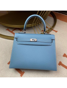 Hermes Kelly 25cm Original Epsom Leather Bag Denim Blue