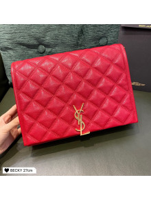 Saint Laurent Becky Chain Bag in Diamond-Quilted Lambskin 579607 Red 2020