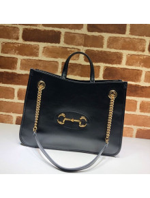 Gucci Horsebit 1955 Leather Medium Tote Bag 621144 Black 2020