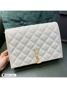 Saint Laurent Becky Chain Bag in Diamond-Quilted Lambskin 579607 White 2020