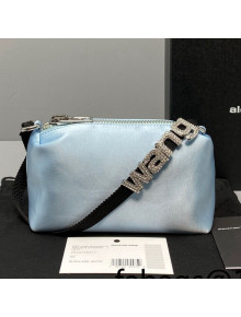 Alexander Wang Heiress Silk Mini Pouch Bag with Crystal Logo 3068 Blue 2021