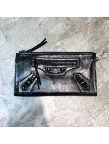 Balenciaga City Wax Calfskin Wallet Clutch/Crossbody Bag Black