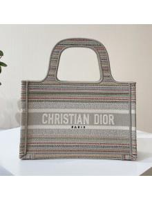 Dior Mini Book Tote Bag in Multicolor Stripes Embroidery 2021