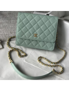 Chanel Grained Calfskin Cluch with Chain Bag Jade 2018