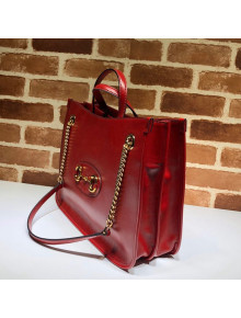 Gucci Horsebit 1955 Leather Medium Tote Bag 621144 Red 2020