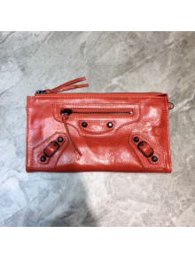 Balenciaga City Wax Calfskin Wallet Clutch/Crossbody Bag Red