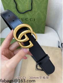 Gucci Classic Calfskin Belt 3cm with GG Buckle Black/Gold 2021 110811