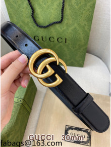 Gucci Classic Calfskin Belt 3cm with GG Buckle Black/Gold 2021 110812