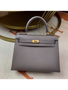 Hermes Kelly 25cm Original Epsom Leather Bag Grey