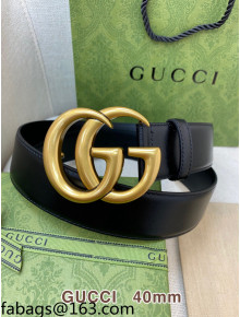 Gucci Classic Calfskin Belt 4cm with GG Buckle Black/Gold 2021 110814