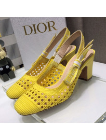 Dior x Moi Slingback Pumps 6.5cm in Yellow Cannage Embroidered Mesh 2021