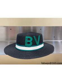 Bottega Veneta Straw Wide Brim Hat BVH31604 Black 2022
