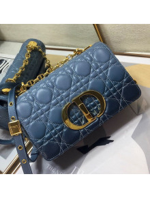 Dior Small Caro Chain Bag in Indigo Blue Gradient Cannage Lambskin 2021