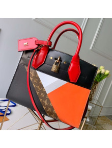 Louis Vuitton City Steamer PM Top Handle Bag in Printed Calfskin Patchwork M53803 Black/Tan 2019