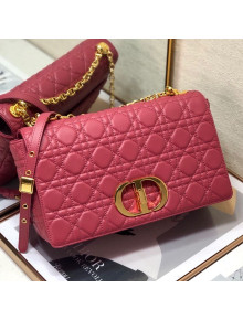 Dior Large Caro Chain Bag in Soft Cannage Calfskin Dark Pink 2021