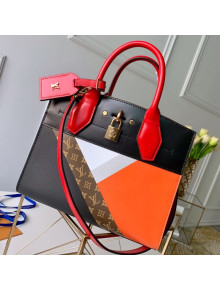 Louis Vuitton City Steamer MM Top Handle Bag in Printed Calfskin Patchwork M53803 Black/Tan 2019