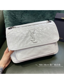 Saint Laurent Niki Medium Bag in Crinkled Vintage Leather 633158 Pure White 2021