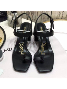 Saint Laurent YSL Calfskin Sandals 7.5cm Black 2021