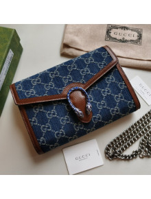 Gucci Dionysus GG Denim Mini Chain Bag 401231 Dark Blue 2021