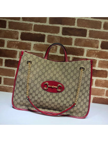 Gucci Horsebit 1955 GG Canvas Large Tote Bag 623695 Red 2020