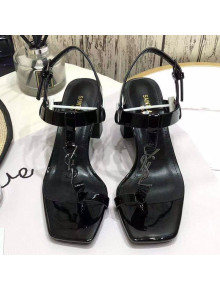 Saint Laurent YSL Patent Leather Sandals 7.5cm Black 2021